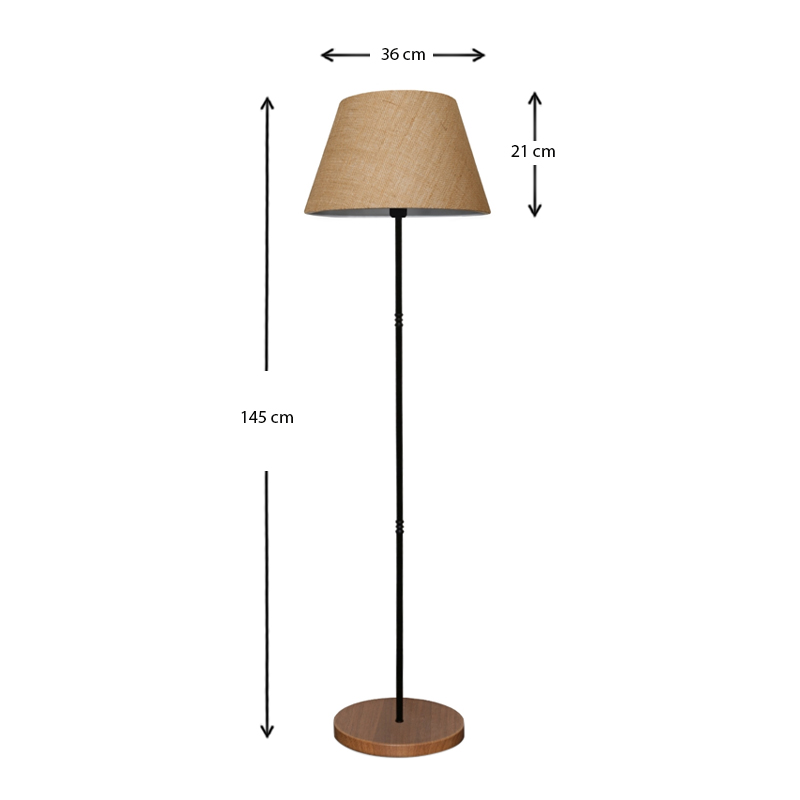 Φωτιστικό δαπέδου E27 μεταλλικό - υφασμάτινο χρώμα μαύρο - καφέ Φ36x145εκ. 3