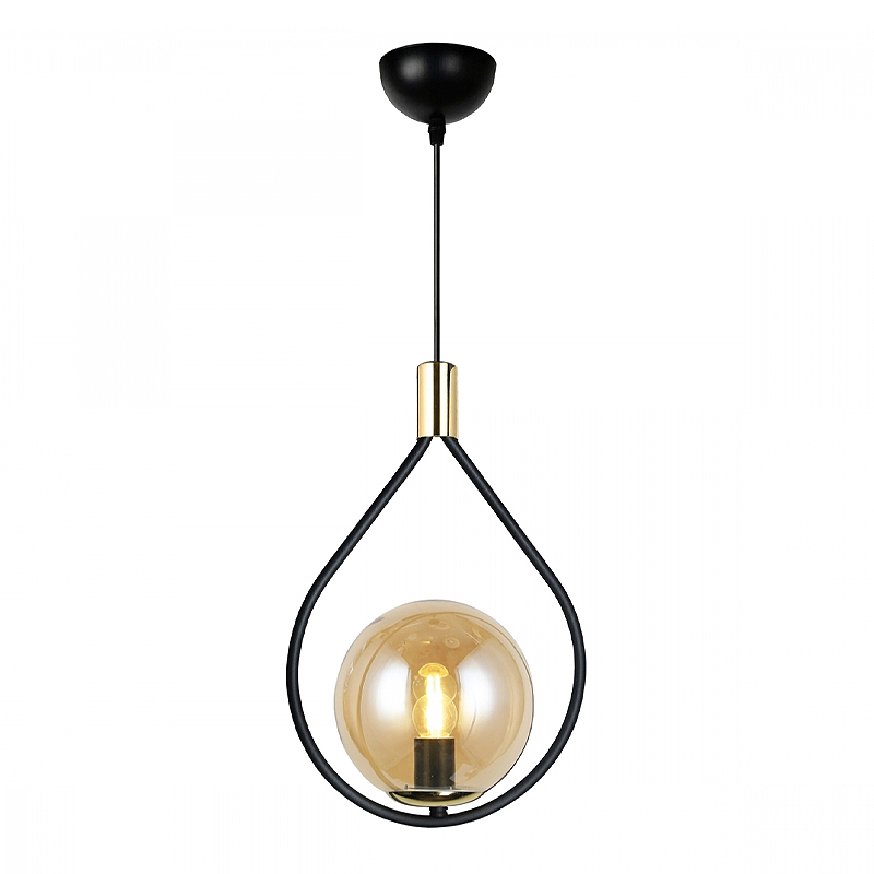 Φωτιστικό οροφής E27 μεταλλικό μονόφωτο χρώμα μαύρο - χρυσό