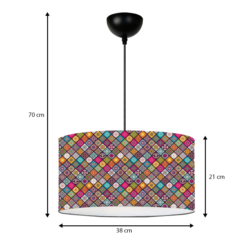 Φωτιστικό οροφής E27 υφασμάτινο μονόφωτο πολύχρωμο Φ38x70εκ. 3