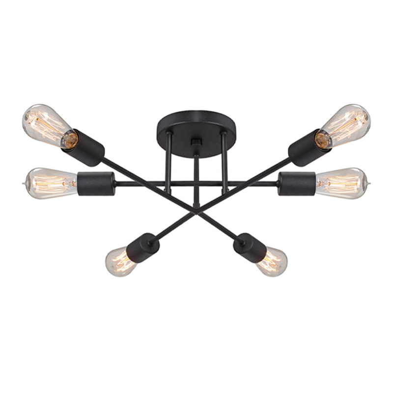 Φωτιστικό οροφής E27 μεταλλικό εξάφωτο χρώμα μαύρο