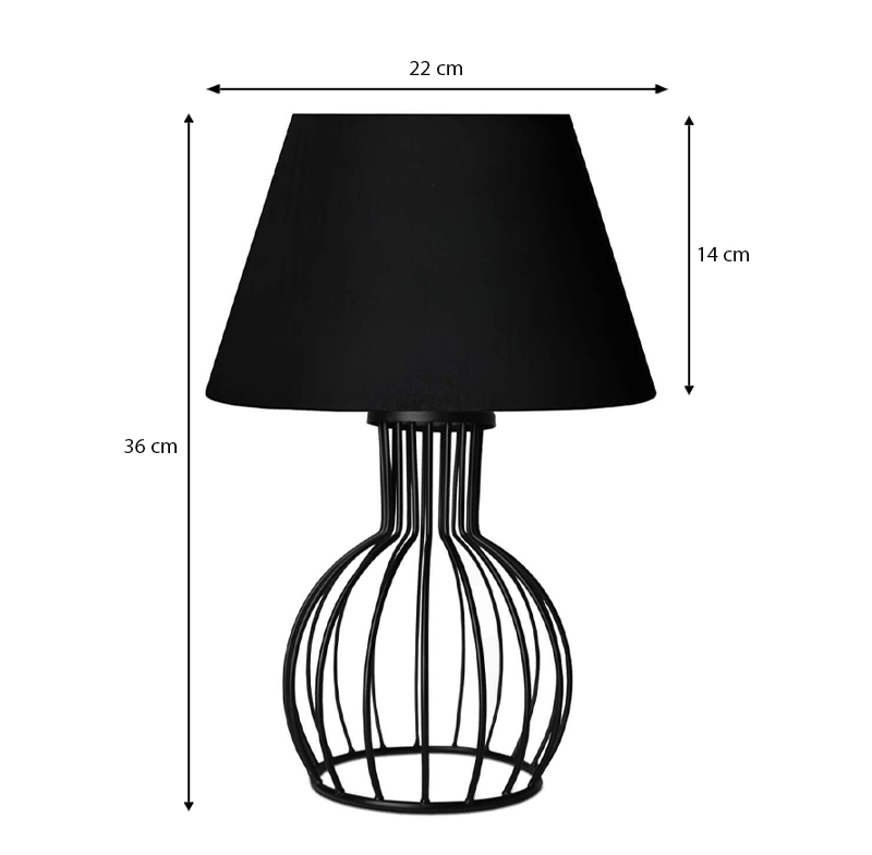 Φωτιστικό επιτραπέζιο E27 υφασμάτινο - μεταλλικό χρώμα μαύρο Φ22x36εκ. 3