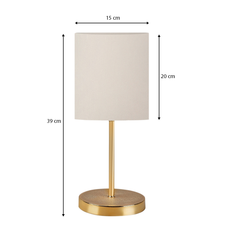 Φωτιστικό επιτραπέζιο E27 υφασμάτινο χρώμα κρεμ - χρυσό Φ15x39εκ. 3