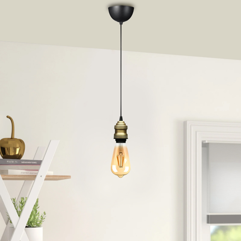 Φωτιστικό οροφής Rustic E27 μεταλλικό μονόφωτο χρώμα 100-120εκ. 2