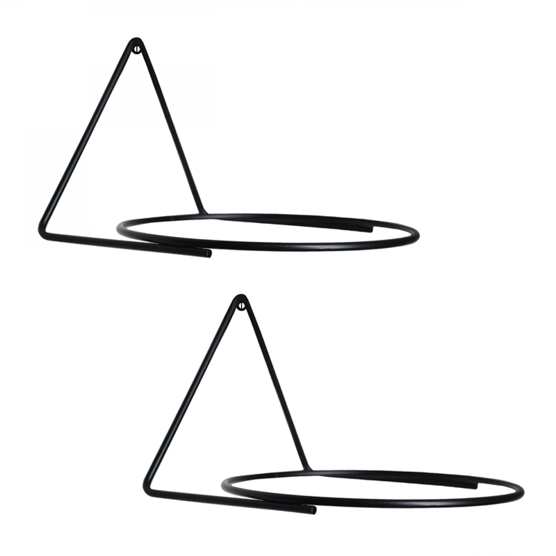 Βάση - ζαρντινιέρα επιτοίχια σετ 2 τμχ μεταλλική για φυτά εσωτερικού και εξωτερικού χώρου χρώμα μαύρο 2