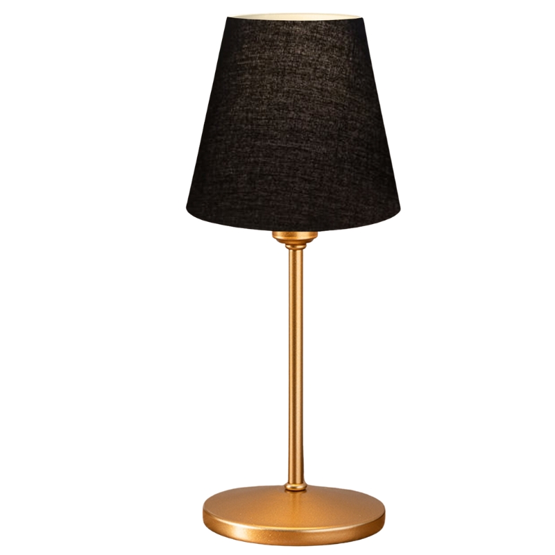 Φωτιστικό επιτραπέζιο E27 ύφασμα χρώμα μαύρο - χρυσό Ø13x37εκ.