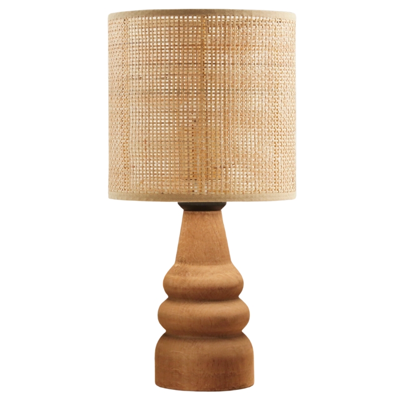 Φωτιστικό επιτραπέζιο E27 pe - ξύλο χρώμα φυσικό Ø15x32εκ.