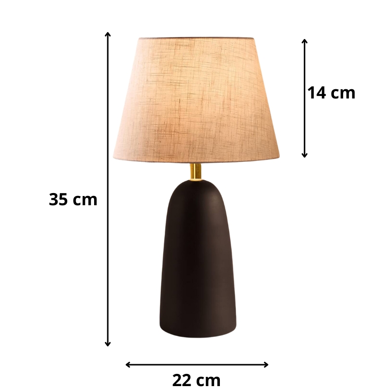 Φωτιστικό επιτραπέζιο E27 μεταλλικό - ύφασμα χρώμα μαύρο - κρεμ Ø22x35εκ. 3
