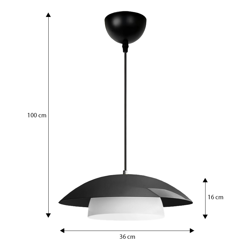 Φωτιστικό οροφής E27 μεταλλικό μονόφωτο χρώμα μαύρο Ø36x100εκ. 3