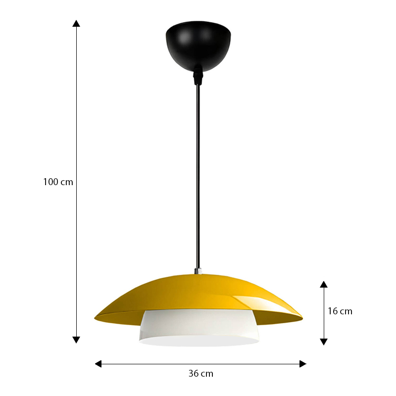 Φωτιστικό οροφής E27 μεταλλικό μονόφωτο χρώμα κίτρινο Ø36x100εκ. 3