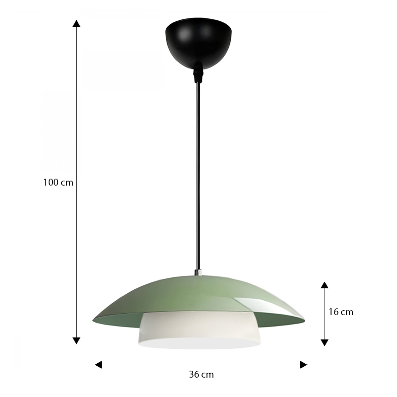 Φωτιστικό οροφής E27 μεταλλικό μονόφωτο χρώμα μέντα Ø36x100εκ. 3