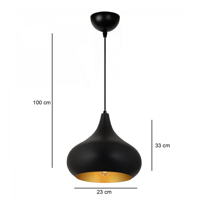 Φωτιστικό οροφής E27 μεταλλικό μονόφωτο χρώμα μαύρο Ø33x100εκ. 3