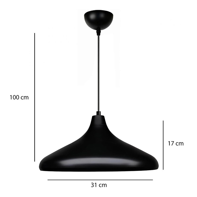 Φωτιστικό οροφής E27 μεταλλικό μονόφωτο χρώμα μαύρο Ø31x100εκ. 3
