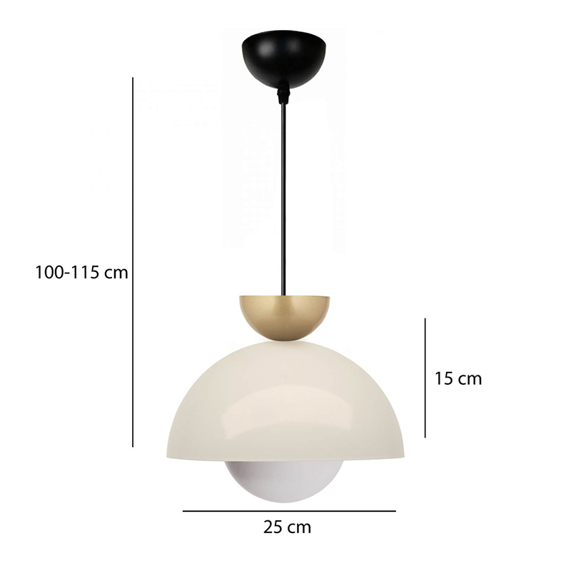 Φωτιστικό οροφής E27 μεταλλικό μονόφωτο χρώμα λευκό Ø25x115εκ. 3