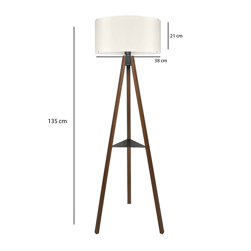 Φωτιστικό δαπέδου E27 Mdf/ύφασμα χρώμα καρυδί - κρεμ 3