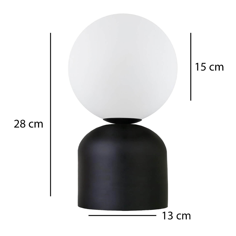 Φωτιστικό επιτραπέζιο E14 μεταλλικό - γυάλινο χρώμα μαύρο - λευκό Ø13x28εκ. 3