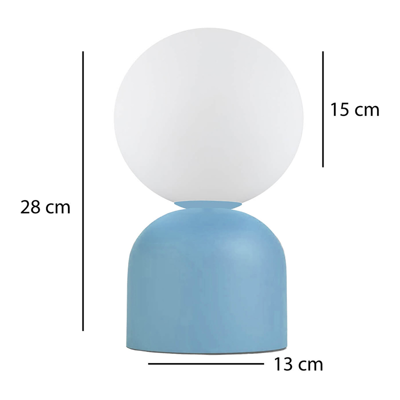 Φωτιστικό επιτραπέζιο E14 μεταλλικό - γυάλινο χρώμα μπλε - λευκό Ø13x28εκ. 3