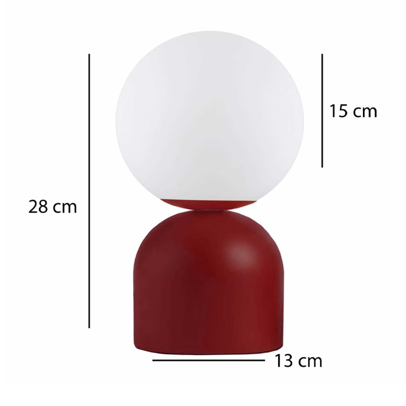 Φωτιστικό επιτραπέζιο E14 μεταλλικό - γυάλινο χρώμα μπορντώ - λευκό Ø13x28εκ. 3