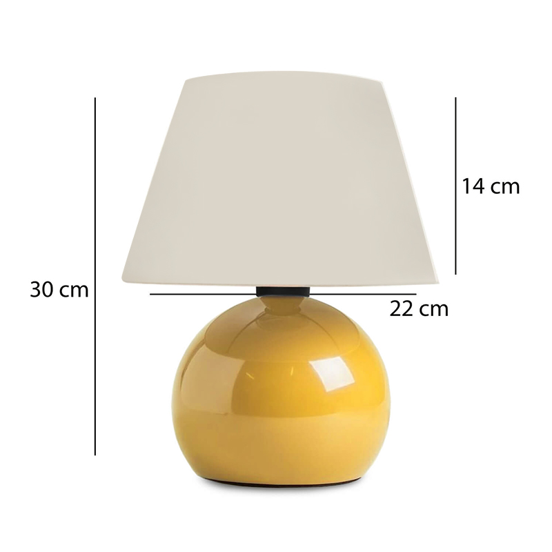Φωτιστικό επιτραπέζιο E27 μεταλλικό - ύφασμα χρώμα κίτρινο - κρεμ Ø22x30εκ. 3