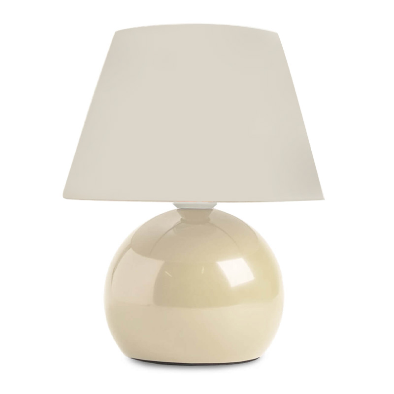 Φωτιστικό επιτραπέζιο E27 μεταλλικό - ύφασμα χρώμα κρεμ Ø22x30εκ.