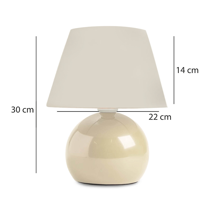 Φωτιστικό επιτραπέζιο E27 μεταλλικό - ύφασμα χρώμα κρεμ Ø22x30εκ. 3