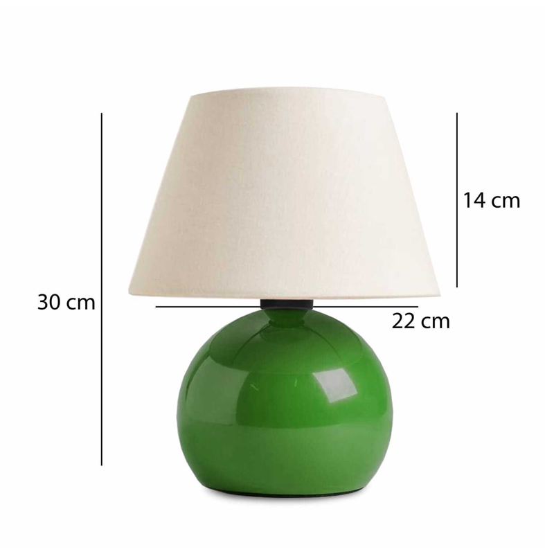 Φωτιστικό επιτραπέζιο E27 μεταλλικό - ύφασμα χρώμα πράσινο - κρεμ Ø22x30εκ. 3