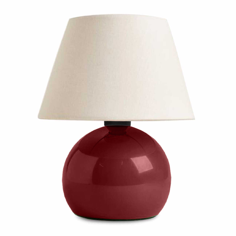 Φωτιστικό επιτραπέζιο E27 μεταλλικό - ύφασμα χρώμα μπορντώ - κρεμ Ø22x30εκ.