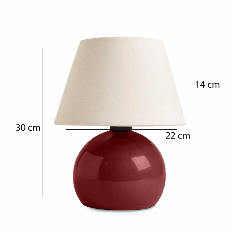 Φωτιστικό επιτραπέζιο E27 μεταλλικό - ύφασμα χρώμα μπορντώ - κρεμ Ø22x30εκ. 3