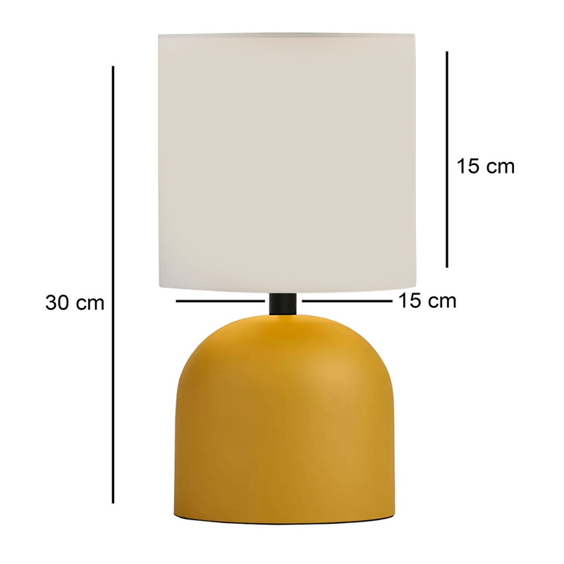 Φωτιστικό επιτραπέζιο E27 μεταλλικό - ύφασμα χρώμα κίτρινο - κρεμ Ø15x30εκ. 3