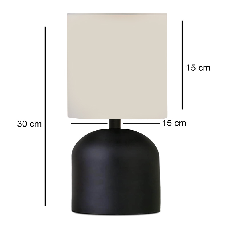 Φωτιστικό επιτραπέζιο E27 μεταλλικό - ύφασμα χρώμα μαύρο - κρεμ Ø15x30εκ. 3