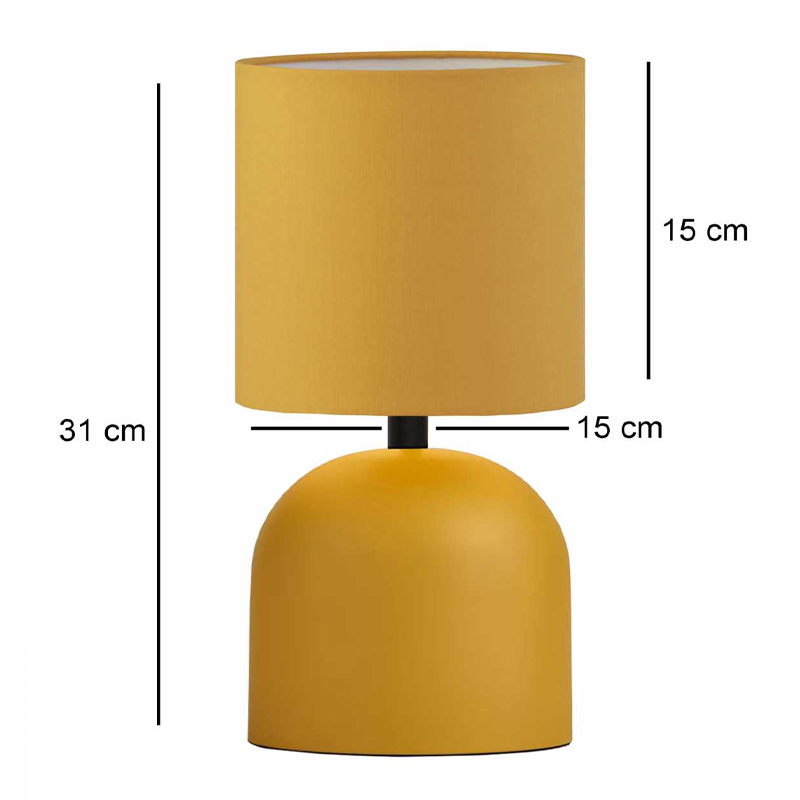 Φωτιστικό επιτραπέζιο E27 μεταλλικό - ύφασμα χρώμα κίτρινο Ø15x30εκ. 3