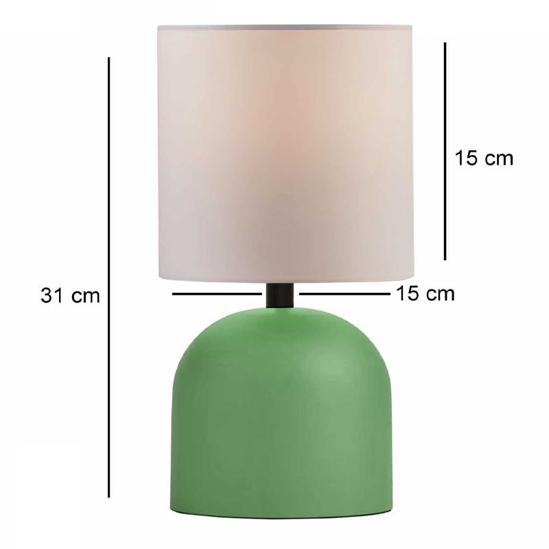 Φωτιστικό επιτραπέζιο E27 μεταλλικό - ύφασμα χρώμα πράσινο - κρεμ Ø15x30εκ. 3