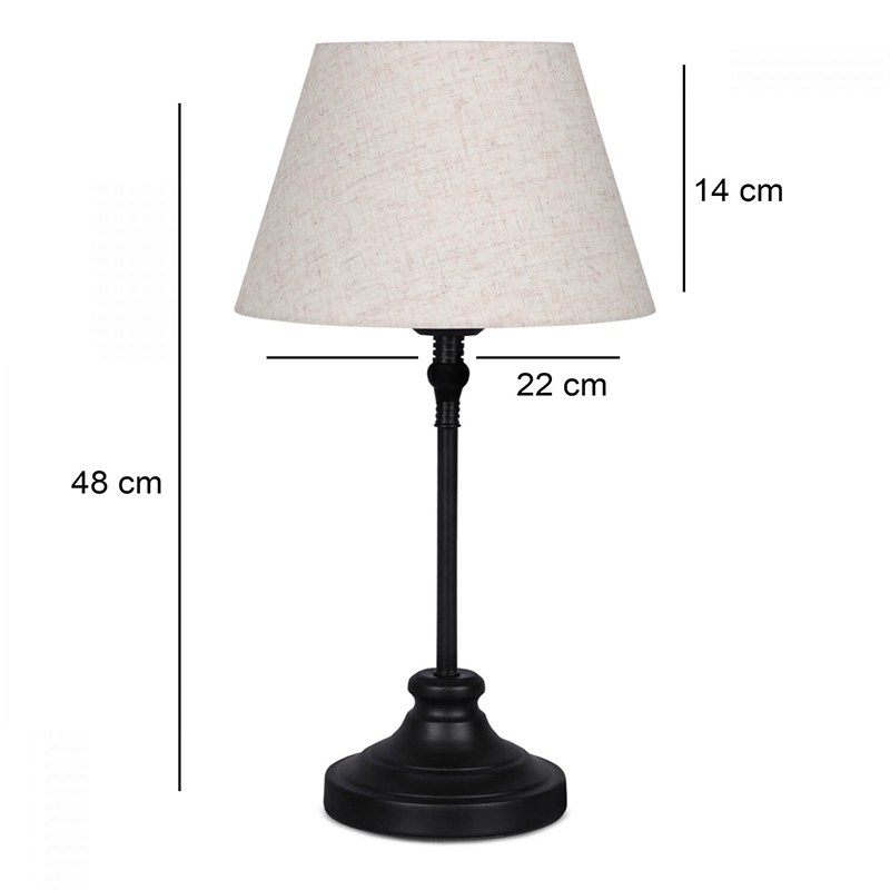 Φωτιστικό επιτραπέζιο E27 μεταλλικό - ύφασμα χρώμα μαύρο - κρεμ Ø22x48εκ. 3