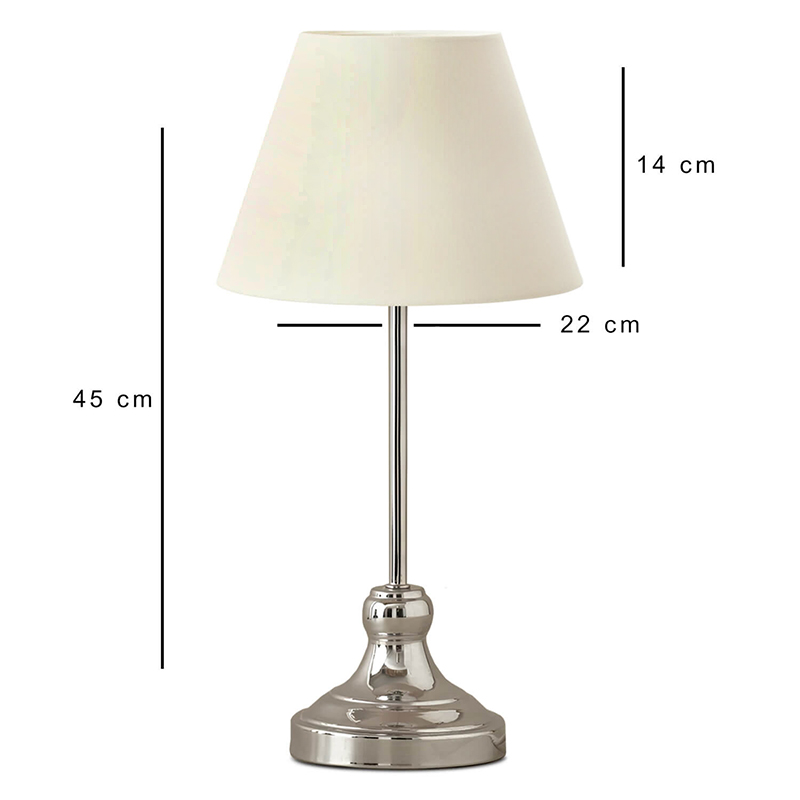 Φωτιστικό επιτραπέζιο E27 μεταλλικό - ύφασμα χρώμα ασημί - κρεμ Ø22x45εκ. 3