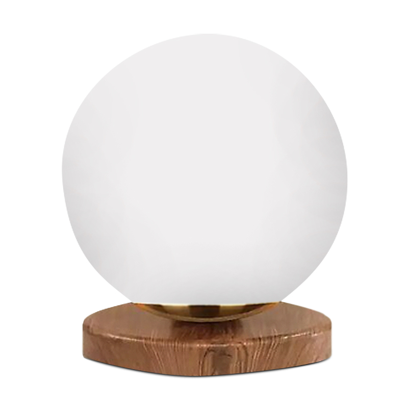 Φωτιστικό επιτραπέζιο E27 ξύλινο - γυάλινο χρώμα φυσικό - λευκό Ø15x22εκ.