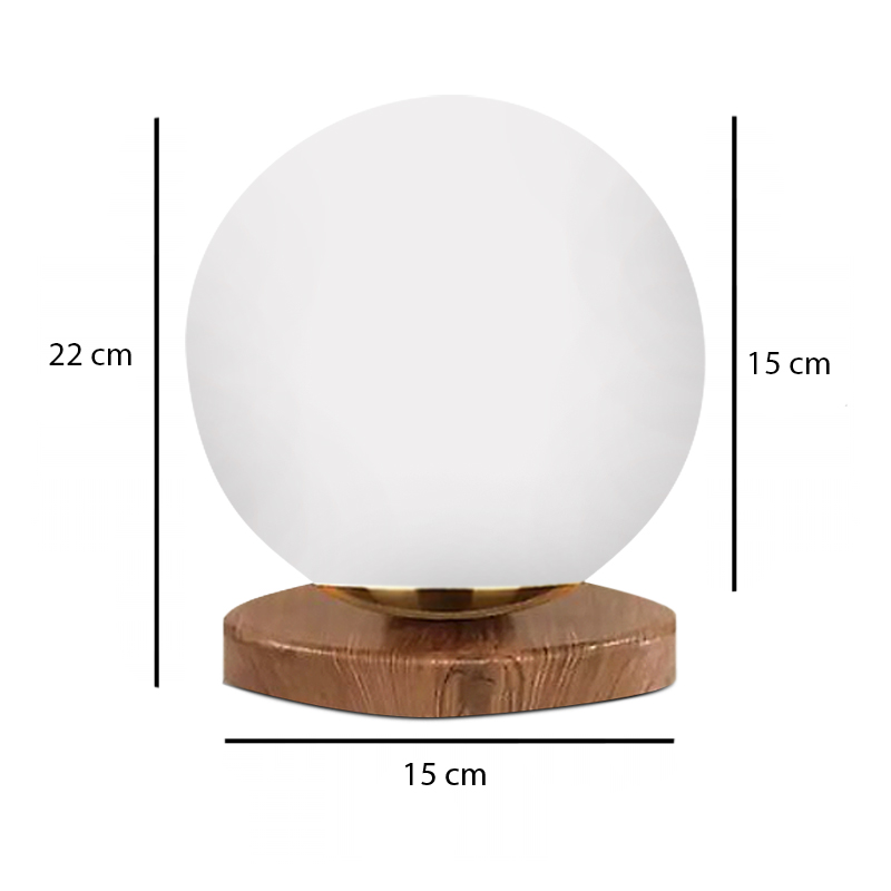 Φωτιστικό επιτραπέζιο E27 ξύλινο - γυάλινο χρώμα φυσικό - λευκό Ø15x22εκ. 3