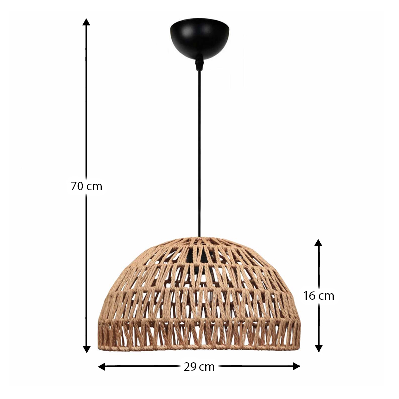 Φωτιστικό οροφής E27 από σχοινί μονόφωτο χρώμα φυσικό Ø29x70εκ. 3