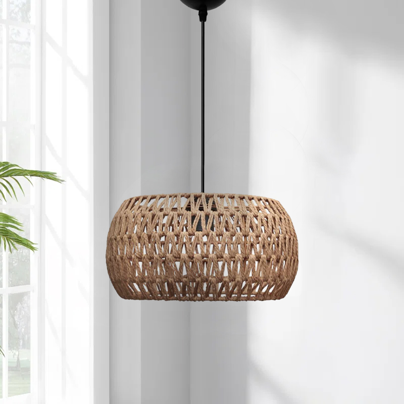 Φωτιστικό οροφής E27 από σχοινί μονόφωτο χρώμα φυσικό Ø30x70εκ. 2