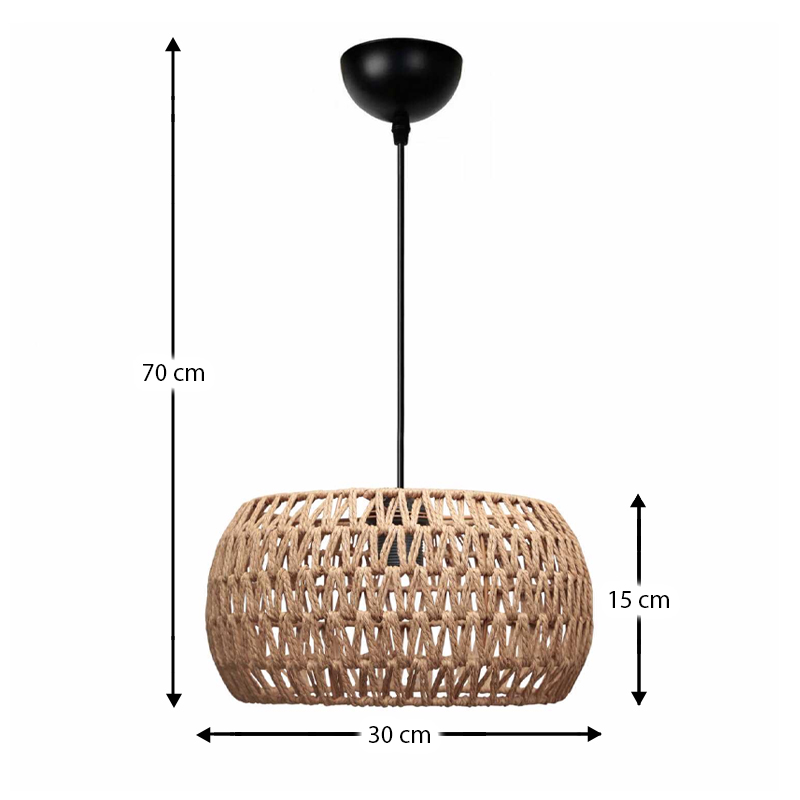 Φωτιστικό οροφής E27 από σχοινί μονόφωτο χρώμα φυσικό Ø30x70εκ. 3