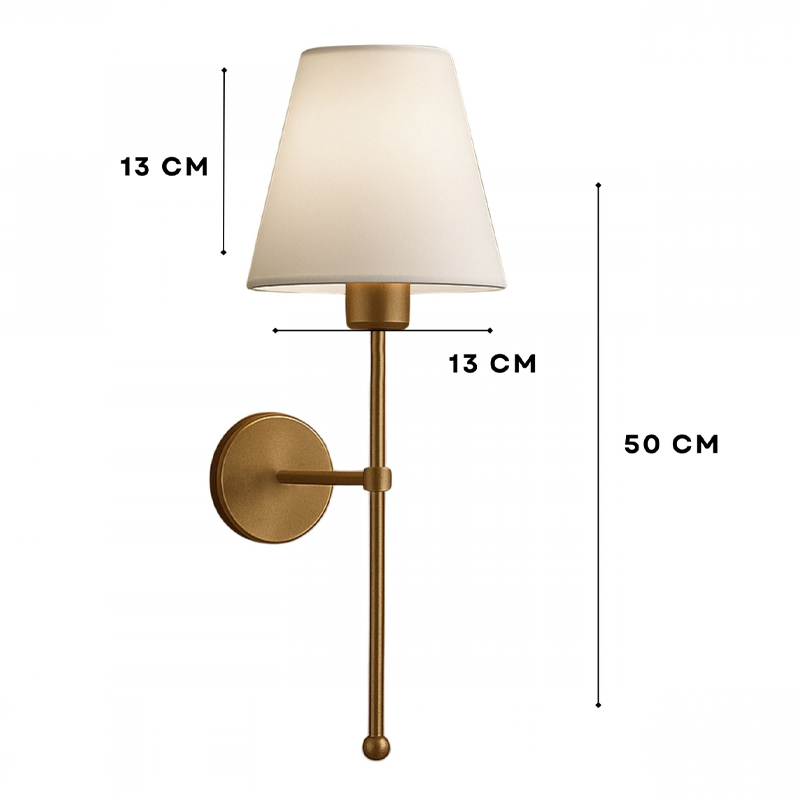 Απλίκα τοίχου E27 υφασμάτινη - μεταλλική χρώμα χρυσό - κρεμ 3