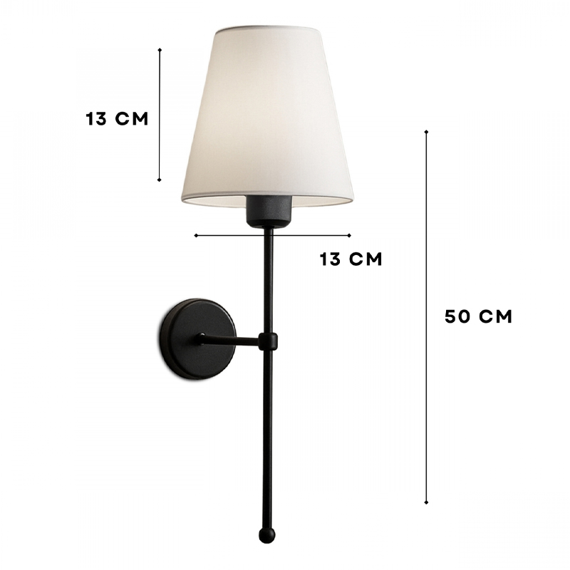 Απλίκα τοίχου E27 υφασμάτινη - μεταλλική χρώμα μαύρο - κρεμ 3
