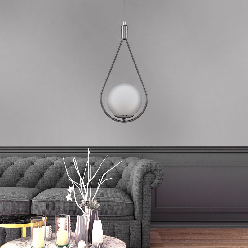 Φωτιστικό οροφής E27 μεταλλικό μονόφωτο χρώμα ασημί 2