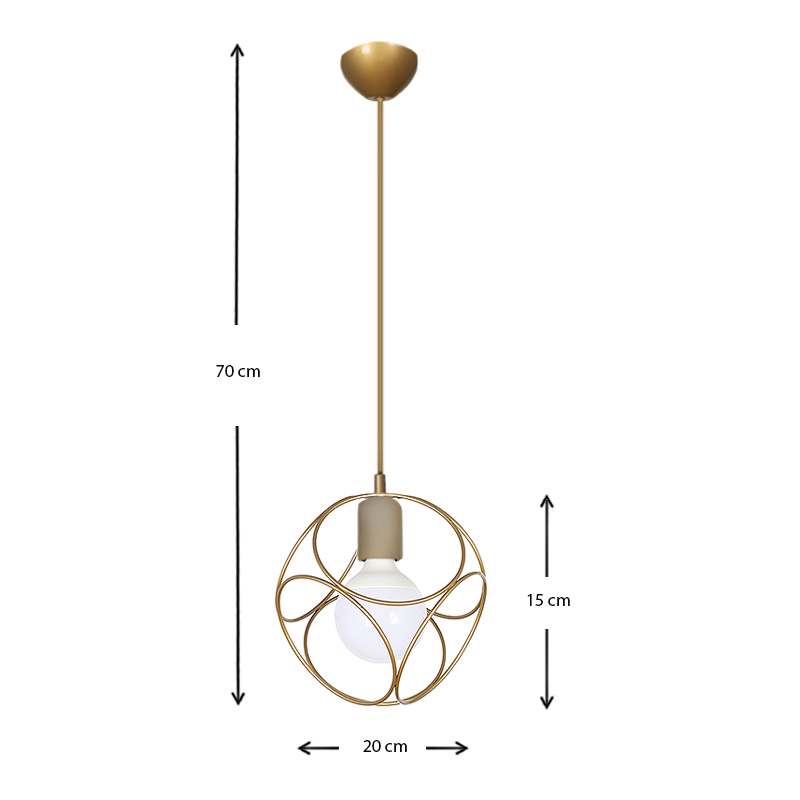 Φωτιστικό οροφής E27 μεταλλικό μονόφωτο χρώμα χρυσό 3
