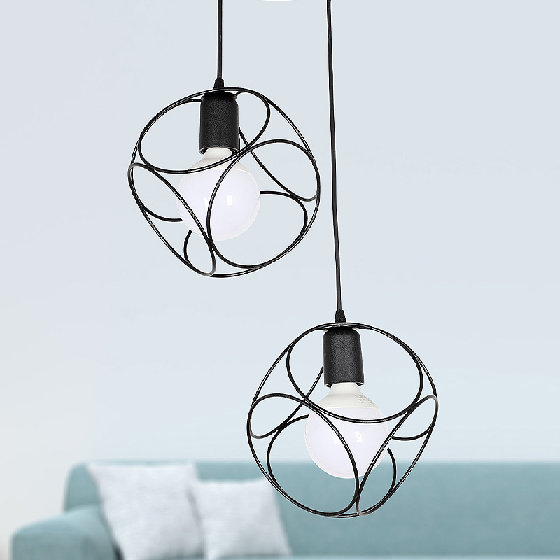 Φωτιστικό οροφής E27 μεταλλικό δίφωτο χρώμα μαύρο 2