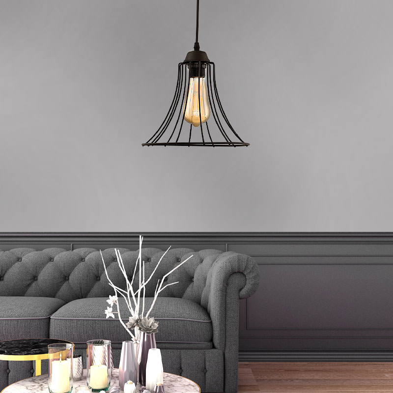 Φωτιστικό οροφής E27 μεταλλικό μονόφωτο χρώμα μαύρο 2