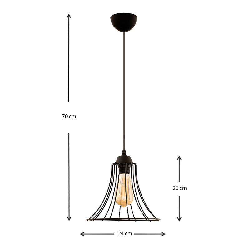 Φωτιστικό οροφής E27 μεταλλικό μονόφωτο χρώμα μαύρο 3