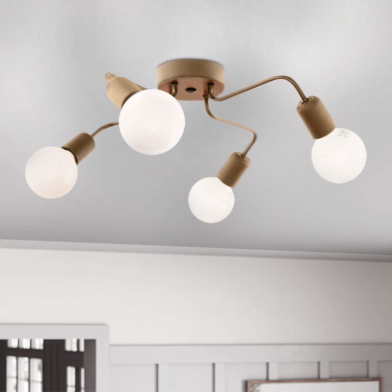 Φωτιστικό οροφής E27 μεταλλικό τετράφωτο χρώμα χρυσό 2