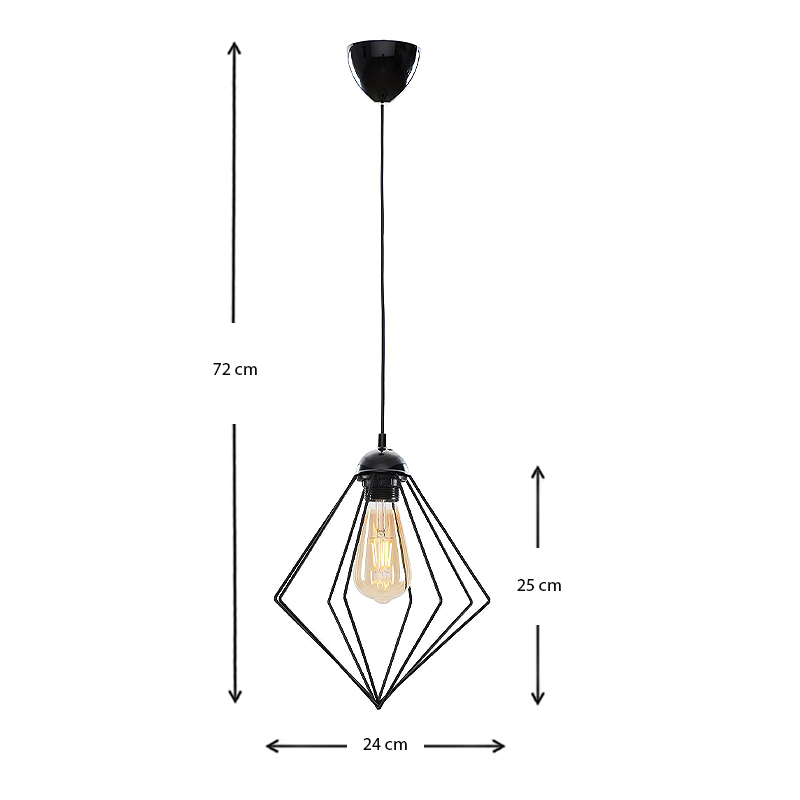 Φωτιστικό οροφής E27 μεταλλικό μονόφωτο χρώμα μαύρο 3