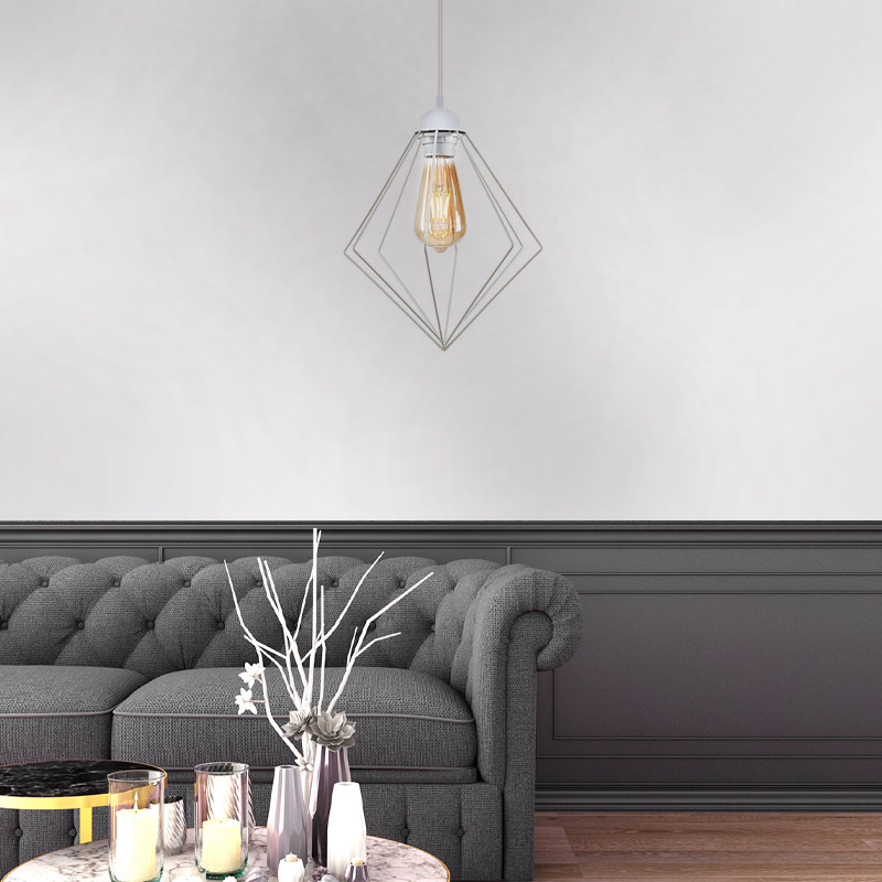 Φωτιστικό οροφής E27 μεταλλικό μονόφωτο χρώμα λευκό 2