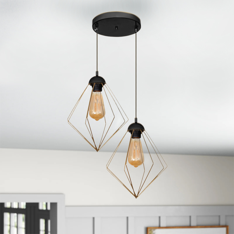 Φωτιστικό οροφής E27 μεταλλικό δίφωτο χρώμα χρυσό 2