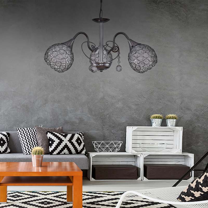 Φωτιστικό οροφής E27 μεταλλικό τρίφωτο χρώμα ασημί 2